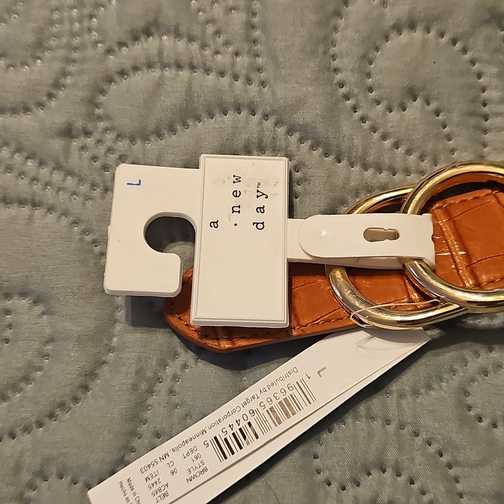 a new day ( Target) Women's Triple Plaque Belt In Cognac Brown Croc Design